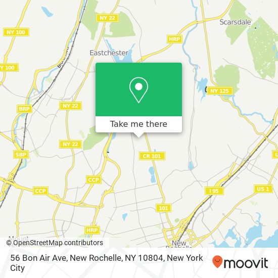 Mapa de 56 Bon Air Ave, New Rochelle, NY 10804