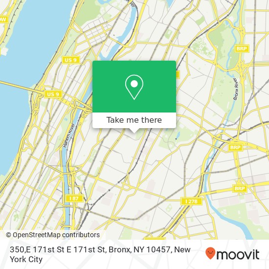Mapa de 350,E 171st St E 171st St, Bronx, NY 10457
