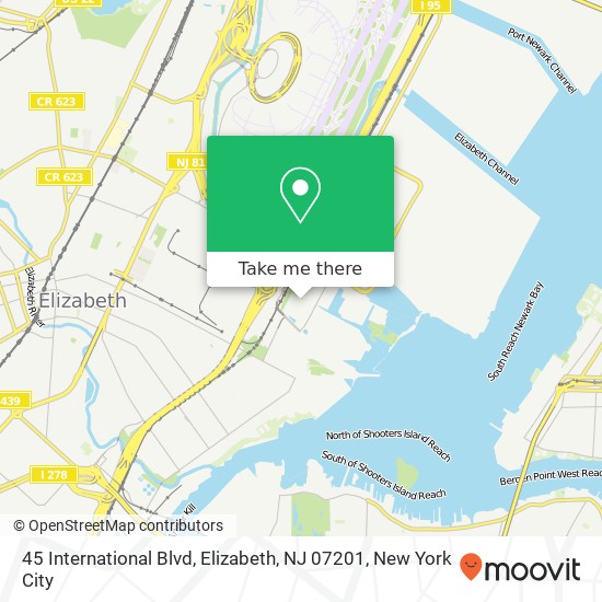 Mapa de 45 International Blvd, Elizabeth, NJ 07201