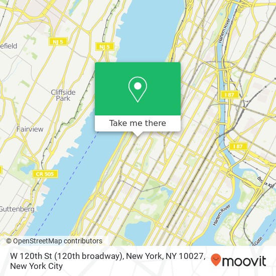 Mapa de W 120th St (120th broadway), New York, NY 10027