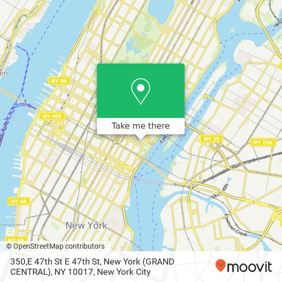 Mapa de 350,E 47th St E 47th St, New York (GRAND CENTRAL), NY 10017