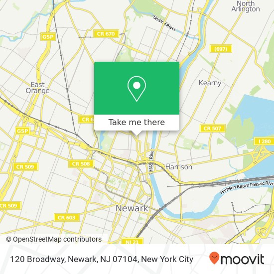 Mapa de 120 Broadway, Newark, NJ 07104