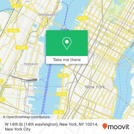 Mapa de W 14th St (14th washington), New York, NY 10014
