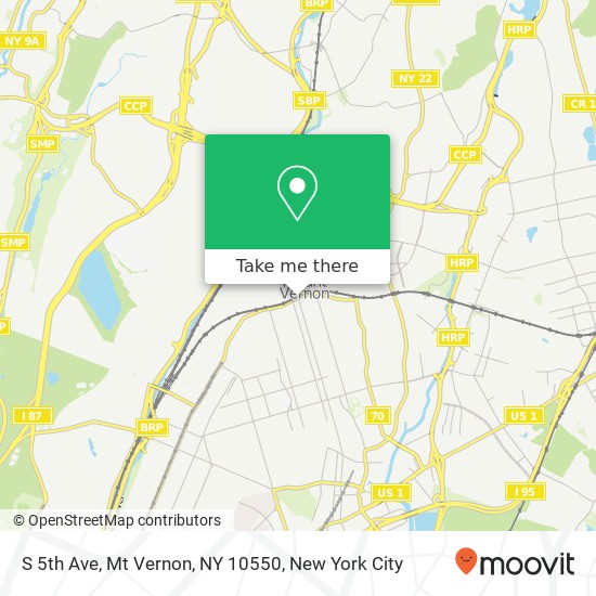 Mapa de S 5th Ave, Mt Vernon, NY 10550