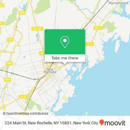 Mapa de 224 Main St, New Rochelle, NY 10801