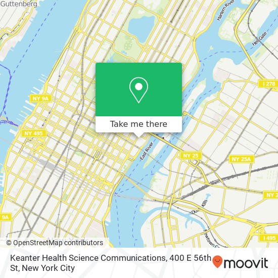 Mapa de Keanter Health Science Communications, 400 E 56th St