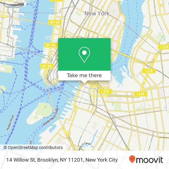 Mapa de 14 Willow St, Brooklyn, NY 11201