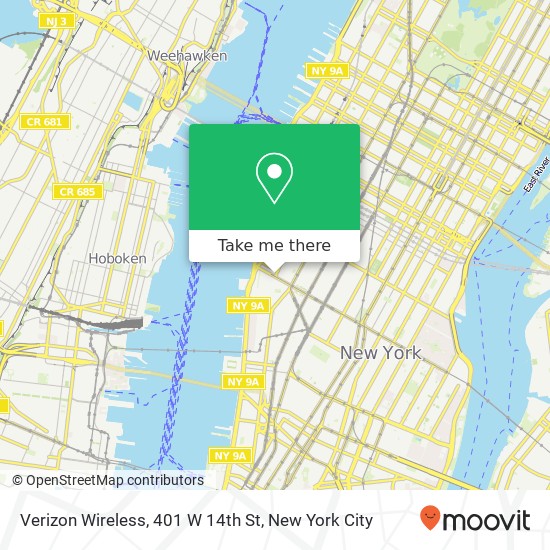 Mapa de Verizon Wireless, 401 W 14th St