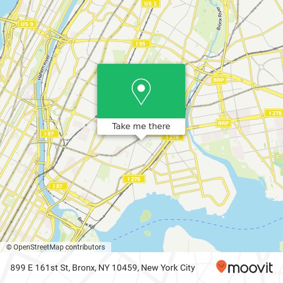 Mapa de 899 E 161st St, Bronx, NY 10459