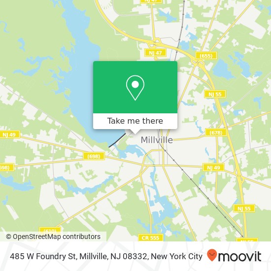 Mapa de 485 W Foundry St, Millville, NJ 08332