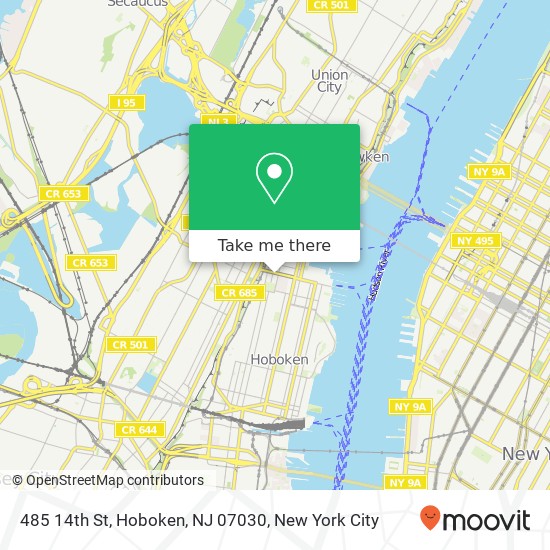 Mapa de 485 14th St, Hoboken, NJ 07030