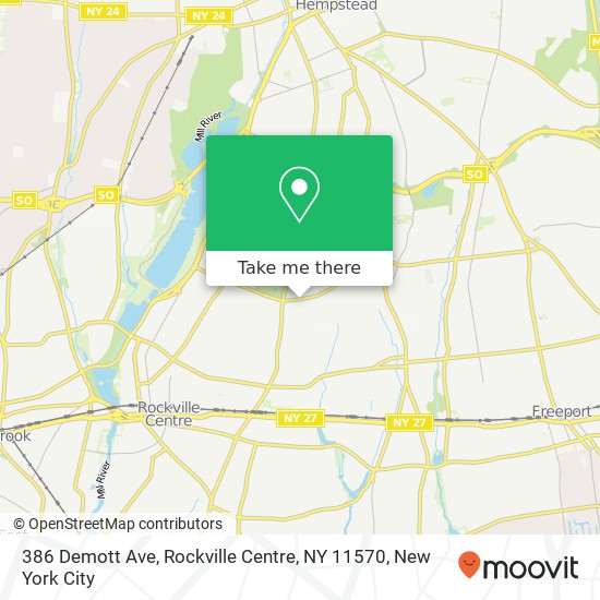 Mapa de 386 Demott Ave, Rockville Centre, NY 11570