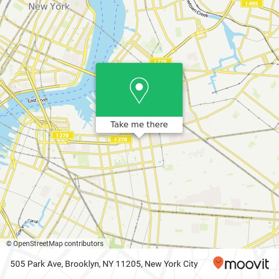 Mapa de 505 Park Ave, Brooklyn, NY 11205