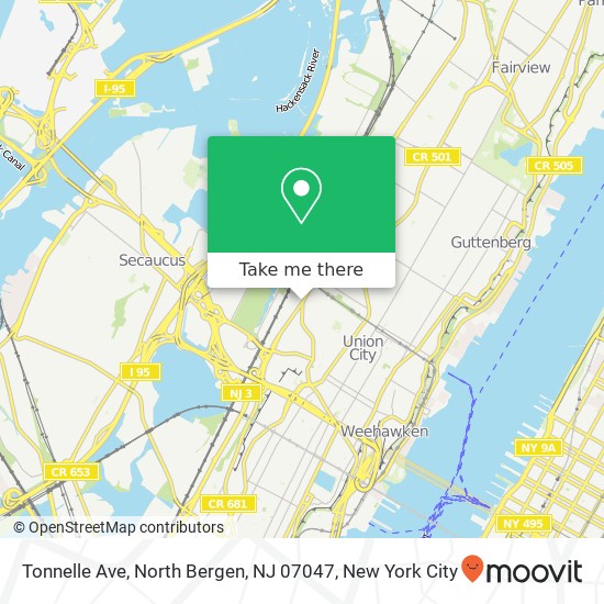Mapa de Tonnelle Ave, North Bergen, NJ 07047