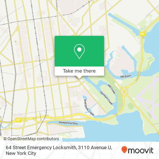 64 Street Emergency Locksmith, 3110 Avenue U map