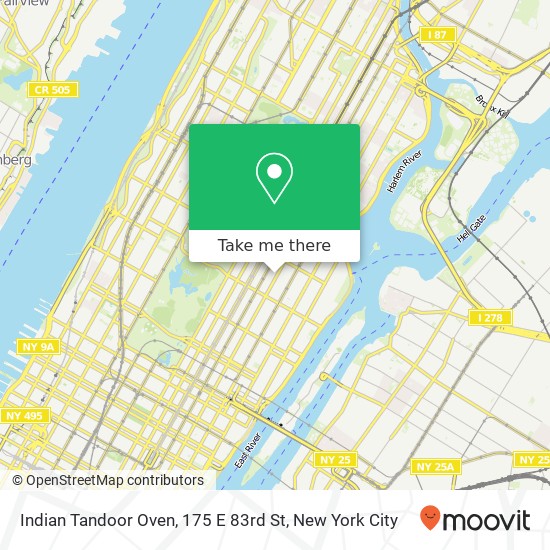 Indian Tandoor Oven, 175 E 83rd St map