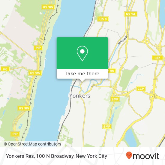 Yonkers Res, 100 N Broadway map