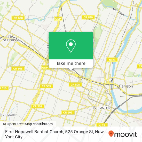 Mapa de First Hopewell Baptist Church, 525 Orange St