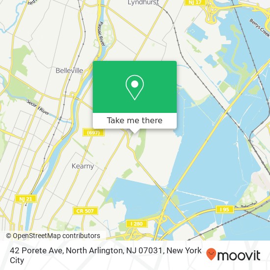 Mapa de 42 Porete Ave, North Arlington, NJ 07031