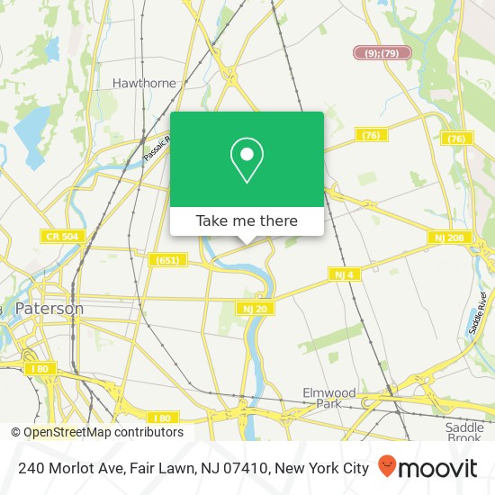 Mapa de 240 Morlot Ave, Fair Lawn, NJ 07410