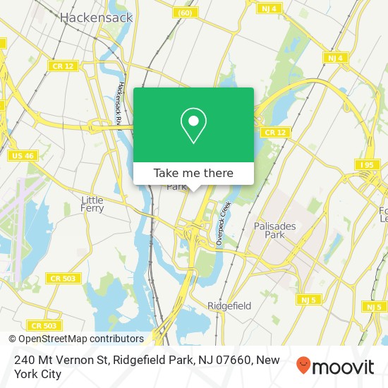 Mapa de 240 Mt Vernon St, Ridgefield Park, NJ 07660