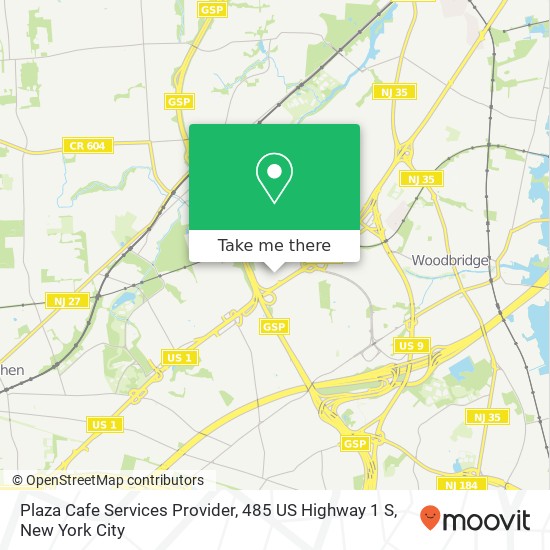 Mapa de Plaza Cafe Services Provider, 485 US Highway 1 S