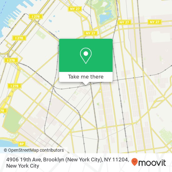Mapa de 4906 19th Ave, Brooklyn (New York City), NY 11204