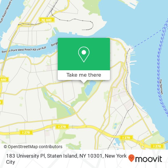 Mapa de 183 University Pl, Staten Island, NY 10301