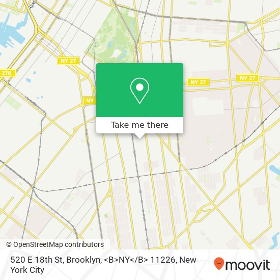 Mapa de 520 E 18th St, Brooklyn, <B>NY< / B> 11226