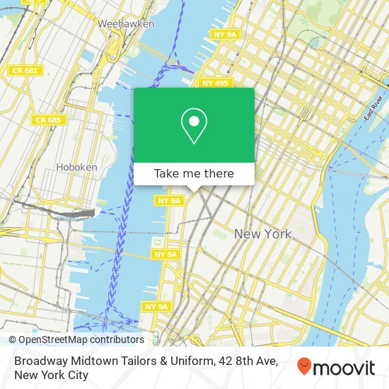 Mapa de Broadway Midtown Tailors & Uniform, 42 8th Ave