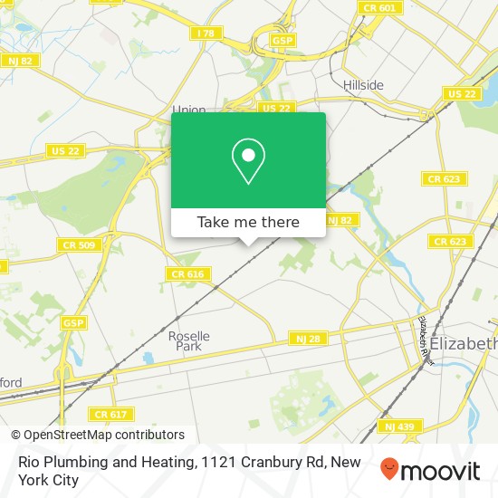 Mapa de Rio Plumbing and Heating, 1121 Cranbury Rd