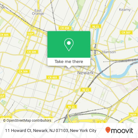 Mapa de 11 Howard Ct, Newark, NJ 07103