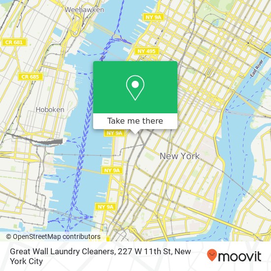 Mapa de Great Wall Laundry Cleaners, 227 W 11th St