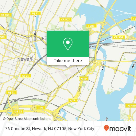 Mapa de 76 Christie St, Newark, NJ 07105