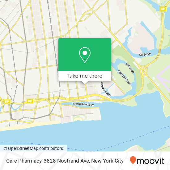 Mapa de Care Pharmacy, 3828 Nostrand Ave