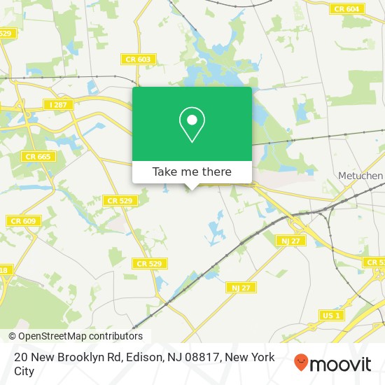 Mapa de 20 New Brooklyn Rd, Edison, NJ 08817