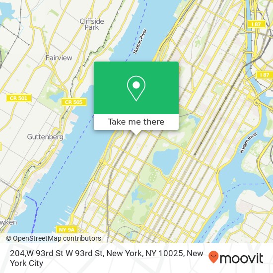 204,W 93rd St W 93rd St, New York, NY 10025 map