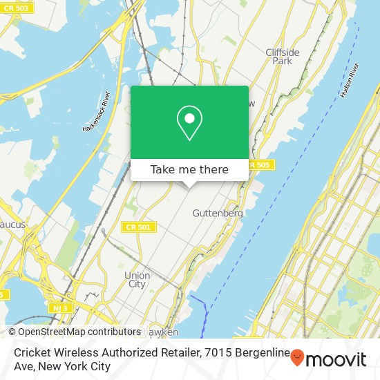 Mapa de Cricket Wireless Authorized Retailer, 7015 Bergenline Ave