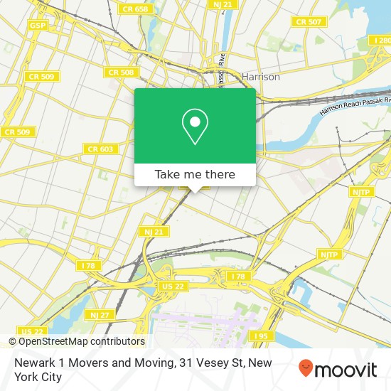 Mapa de Newark 1 Movers and Moving, 31 Vesey St