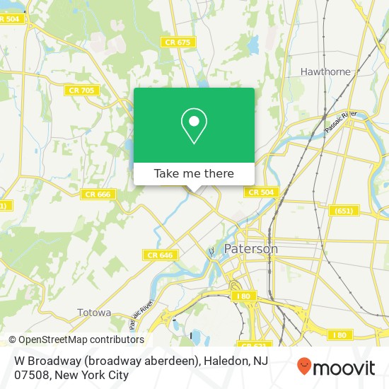 Mapa de W Broadway (broadway aberdeen), Haledon, NJ 07508