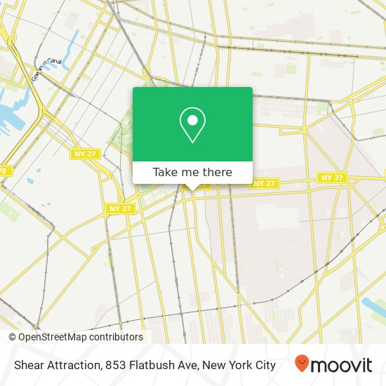 Mapa de Shear Attraction, 853 Flatbush Ave