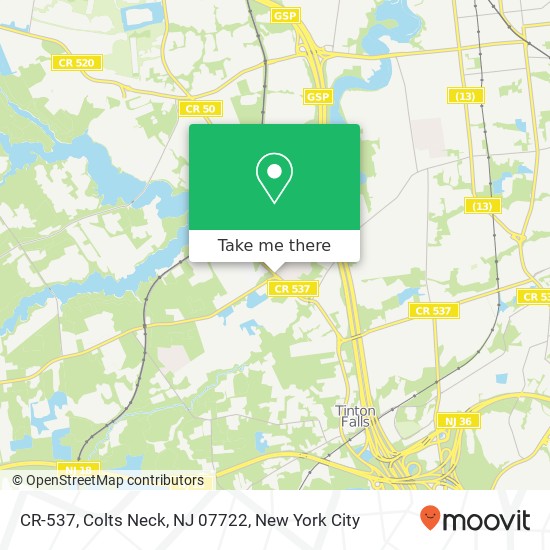 Mapa de CR-537, Colts Neck, NJ 07722