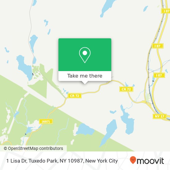 Mapa de 1 Lisa Dr, Tuxedo Park, NY 10987