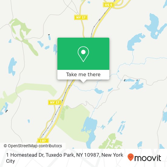 Mapa de 1 Homestead Dr, Tuxedo Park, NY 10987