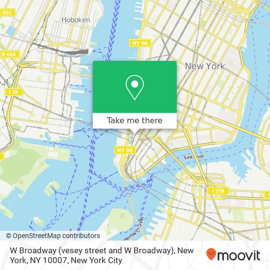 Mapa de W Broadway (vesey street and W Broadway), New York, NY 10007