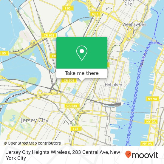 Jersey City Heights Wireless, 283 Central Ave map