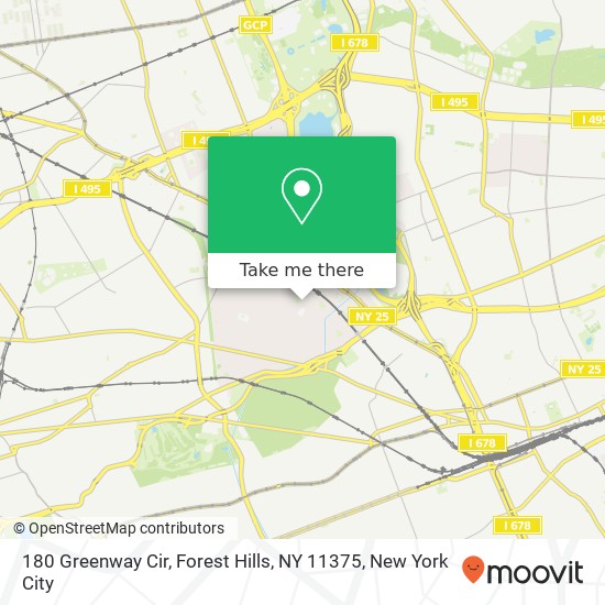 Mapa de 180 Greenway Cir, Forest Hills, NY 11375