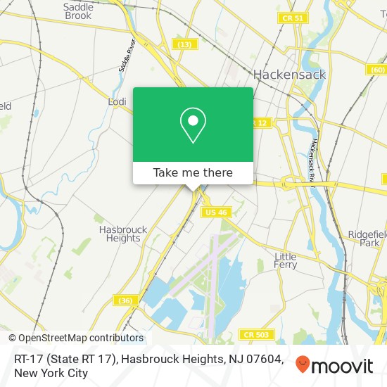 Mapa de RT-17 (State RT 17), Hasbrouck Heights, NJ 07604