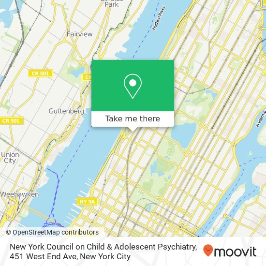 New York Council on Child & Adolescent Psychiatry, 451 West End Ave map