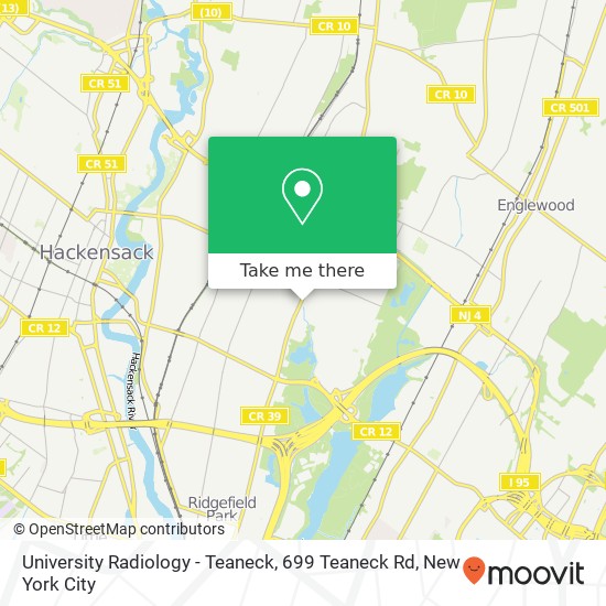 Mapa de University Radiology - Teaneck, 699 Teaneck Rd